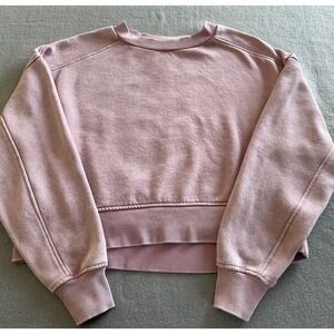 Balance Collection Womens Pink Cropped Fleece Sweatshirt  Small